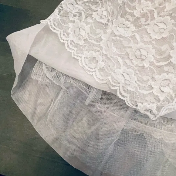 VINTAGE 1960s puffy tulle LACE holy communion dress w/ Slip &amp; Veil! PERFECT 💕
