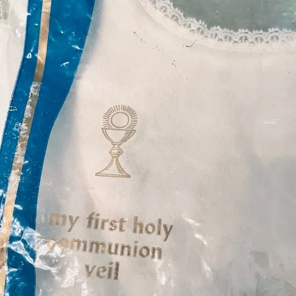 VINTAGE 1960s puffy tulle LACE holy communion dress w/ Slip &amp; Veil! PERFECT 💕