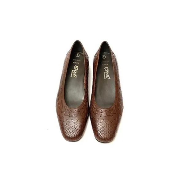Vintage 1970s brown woven leather slip on heels