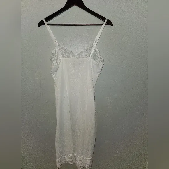 Vintage 1970s White Lace Accented Slip Dress by Wonder Maid