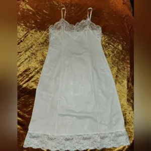 Vintage 1970s White Lace Accented Slip Dress by Wonder Maid