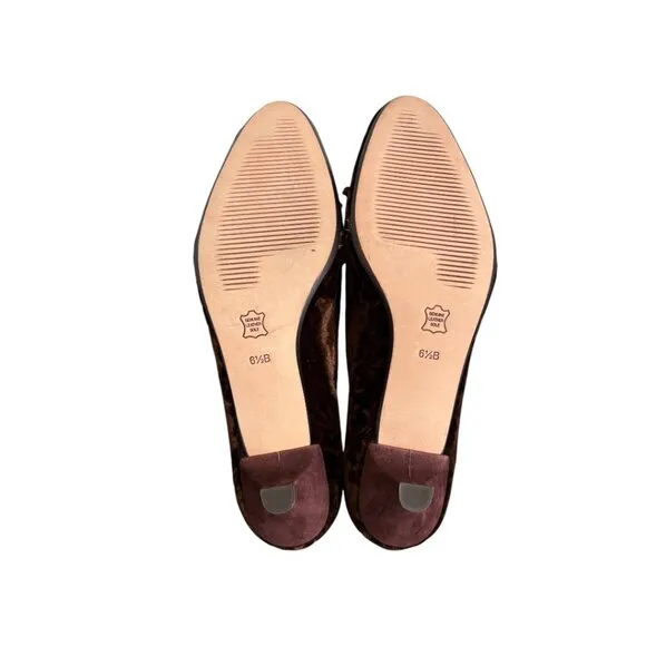 VINTAGE 2000'S VELVET RUFFLE BUCKLE BROWN KITTEN TALBOTS PUMPS 6 1/2 NEW