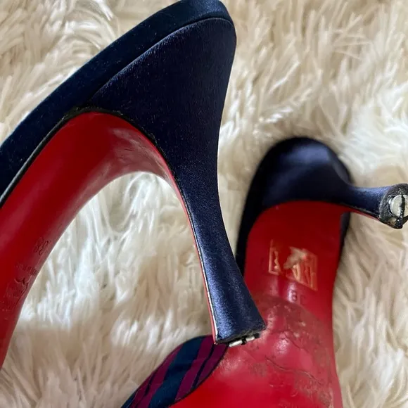 Vintage 2K Christian Louboutin satin mules