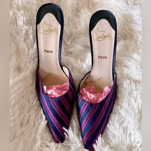 Vintage 2K Christian Louboutin satin mules