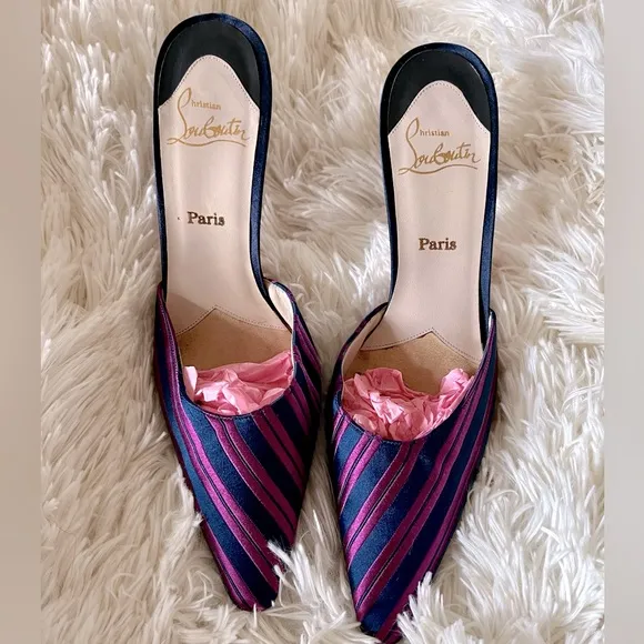 Vintage 2K Christian Louboutin satin mules