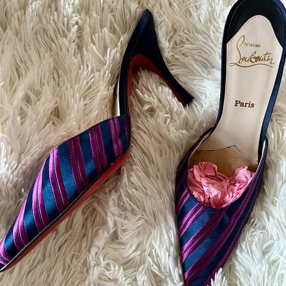 Vintage 2K Christian Louboutin satin mules