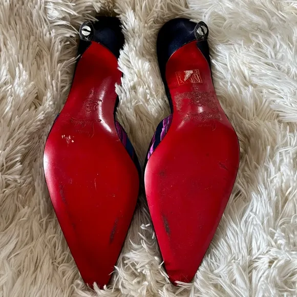 Vintage 2K Christian Louboutin satin mules
