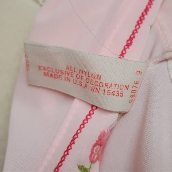 Vintage 60s Gilead Light Pink Floral Embroidered Sleeveless Nightgown Slip Dress