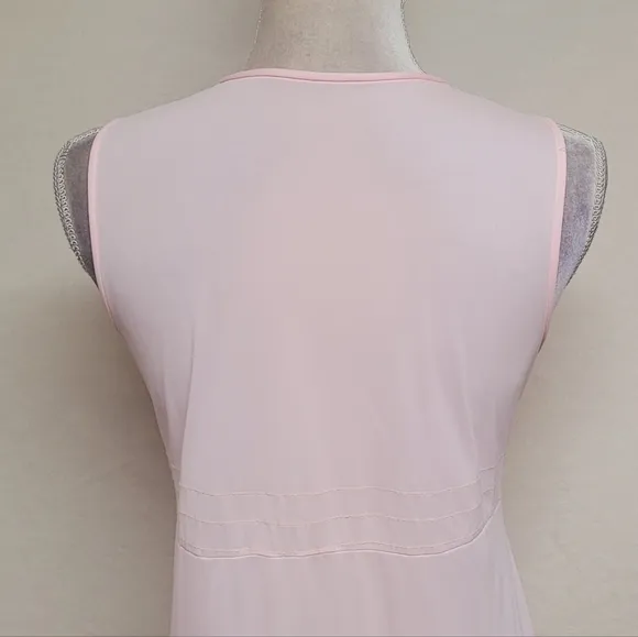 Vintage 60s Gilead Light Pink Floral Embroidered Sleeveless Nightgown Slip Dress