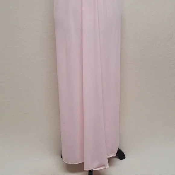 Vintage 60s Gilead Light Pink Floral Embroidered Sleeveless Nightgown Slip Dress