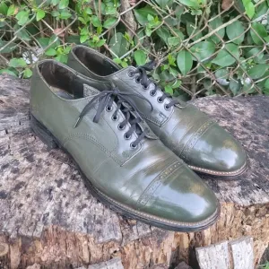 Vintage 60’s STACY ADAMS Black Leather Toe Cap Detail Oxfords Mens Size 7D
