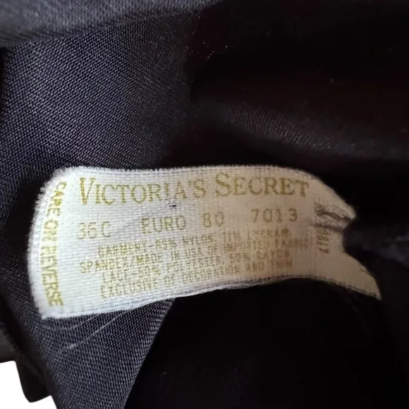 Vintage 70s Victorias Secret Black Silky Lace Slip