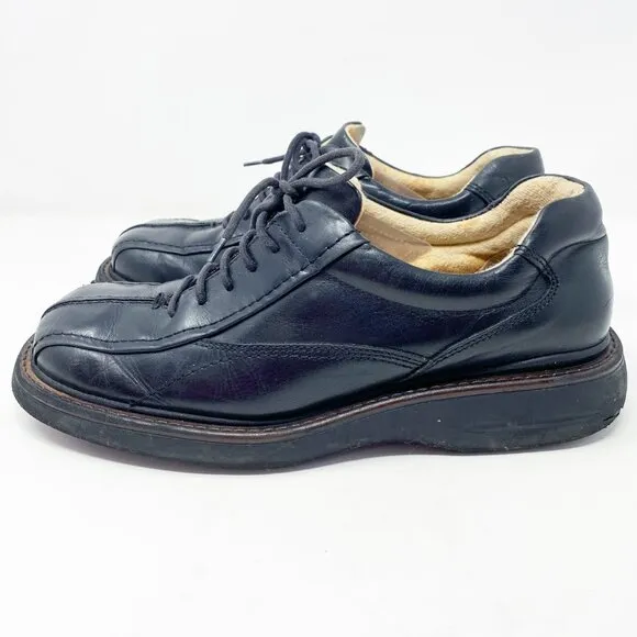 Vintage 90s London Underground Black Leather Square Toe Chunky Oxfords Men's 10