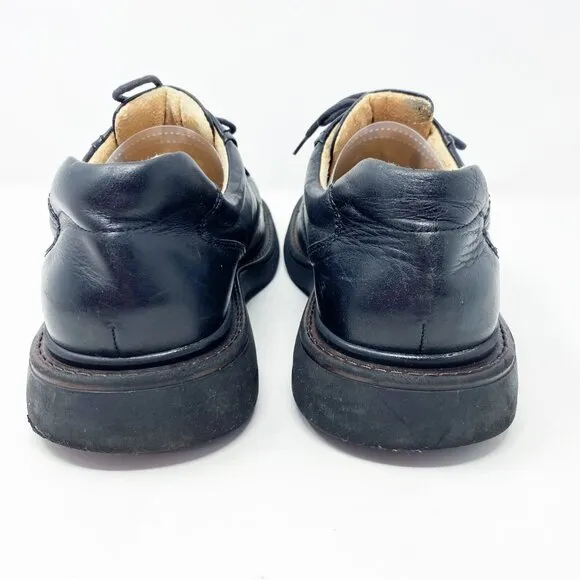 Vintage 90s London Underground Black Leather Square Toe Chunky Oxfords Men's 10