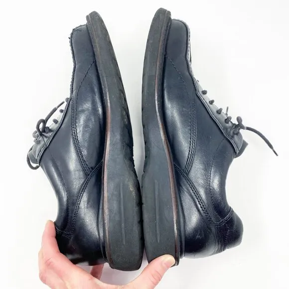 Vintage 90s London Underground Black Leather Square Toe Chunky Oxfords Men's 10