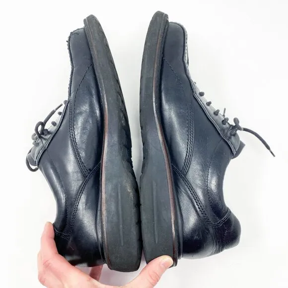 Vintage 90s London Underground Black Leather Square Toe Chunky Oxfords Men's 10