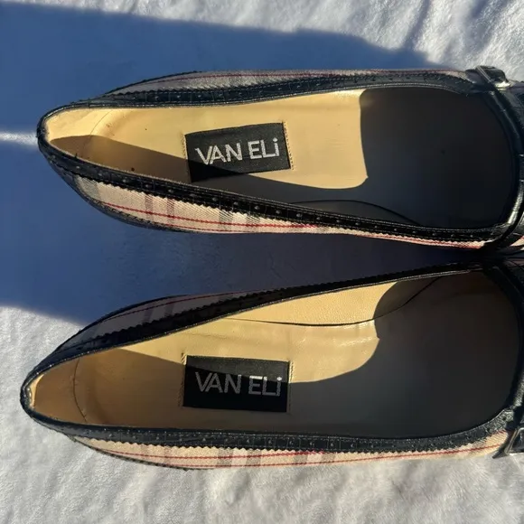 Vintage 90s Preppy Designer Like Plaid Kitten Heels