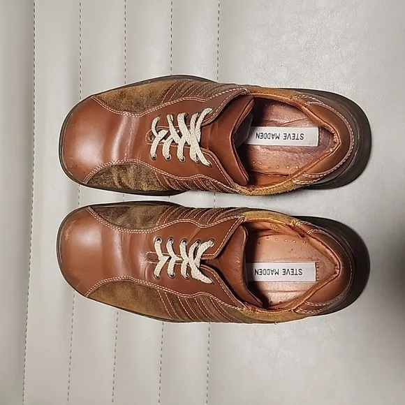 VINTAGE 90s Y2K Steve Madden Shooter Leather Oxfords 8 Sneakers Funky Retro
