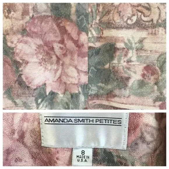 Vintage Amanda Smith Petites Pink Floral Short Sleeve Blazer
