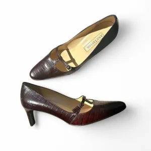 Vintage Ann Taylor Brown Leather Mary Jane Kitten Heels – Size 8.5