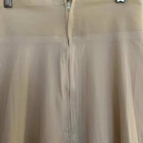 Vintage Beige Long Half Slip With Girdle Waist, Zipper In Back, Union Label