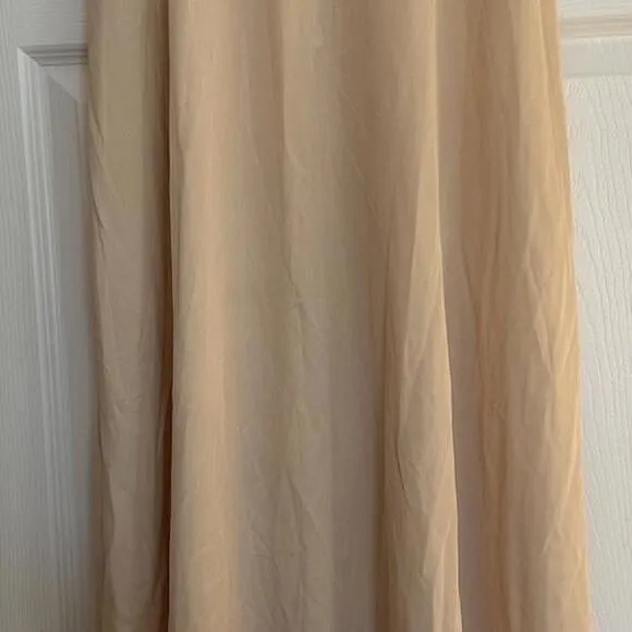 Vintage Beige Long Half Slip With Girdle Waist, Zipper In Back, Union Label