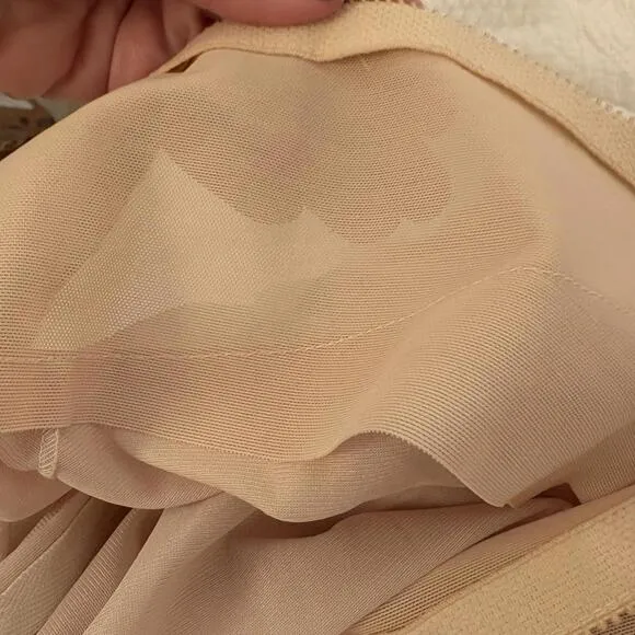 Vintage Beige Long Half Slip With Girdle Waist, Zipper In Back, Union Label