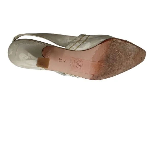 Vintage Black Label Donna Karan Italian Coll. Gold Slip On Mules