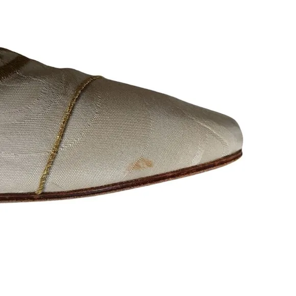 Vintage Black Label Donna Karan Italian Coll. Gold Slip On Mules