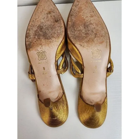 Vintage Black Label Donna Karen Gold Slip On Heels Size 8 AA
