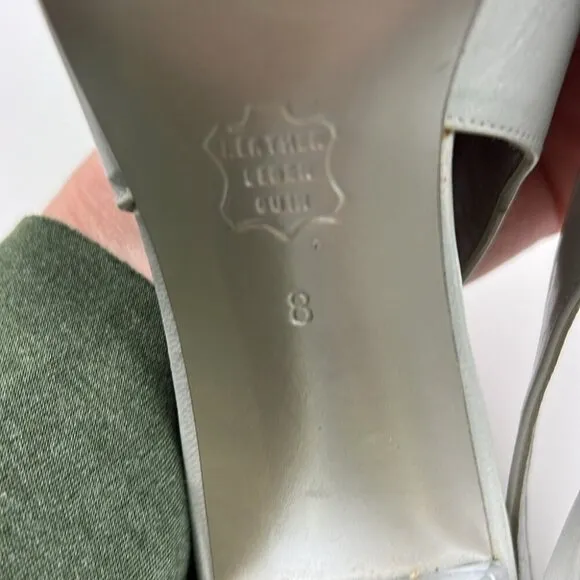 Vintage Charles Jourdan Paris Women's Silver Slingback with Lucite Heels