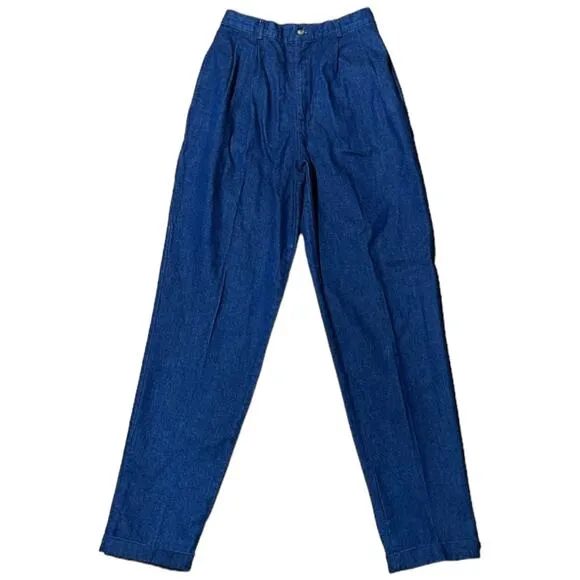 Vintage Charter Club High-Waisted Mom Jeans Dark Wash Pleated Denim Size 4