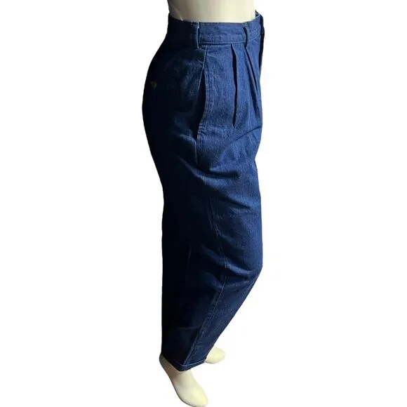 Vintage Charter Club High-Waisted Mom Jeans Dark Wash Pleated Denim Size 4