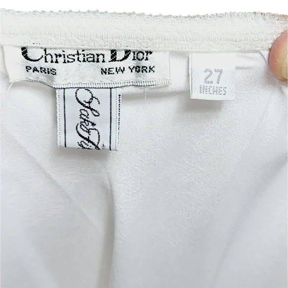 Vintage Christian Dior White 3&quot; Lace Trim 27&quot; Half Skirt Slip Medium USA NEW