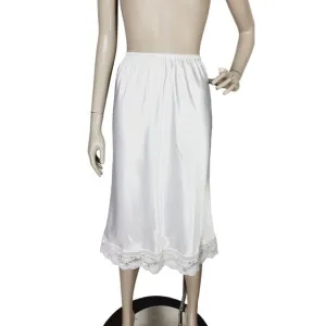 Vintage Christian Dior White 3&quot; Lace Trim 27&quot; Half Skirt Slip Medium USA NEW