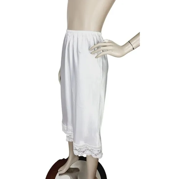 Vintage Christian Dior White 3&quot; Lace Trim 27&quot; Half Skirt Slip Medium USA NEW
