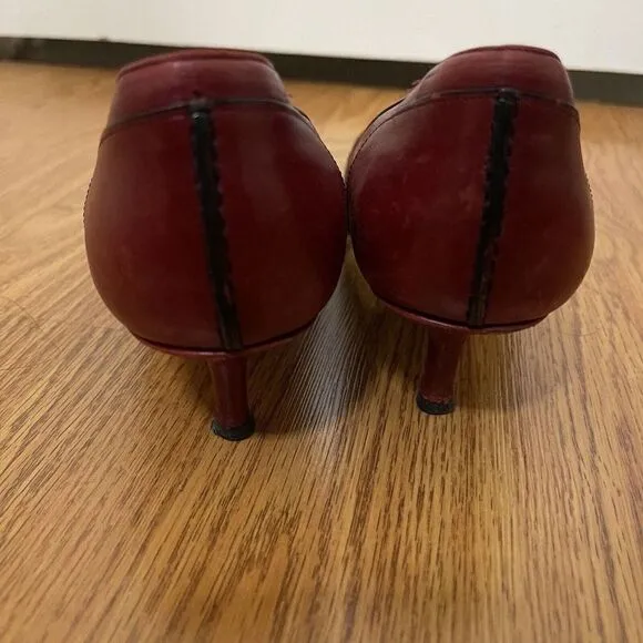 Vintage Christian Louboutin Red leather pointed kitten heels size EU 37