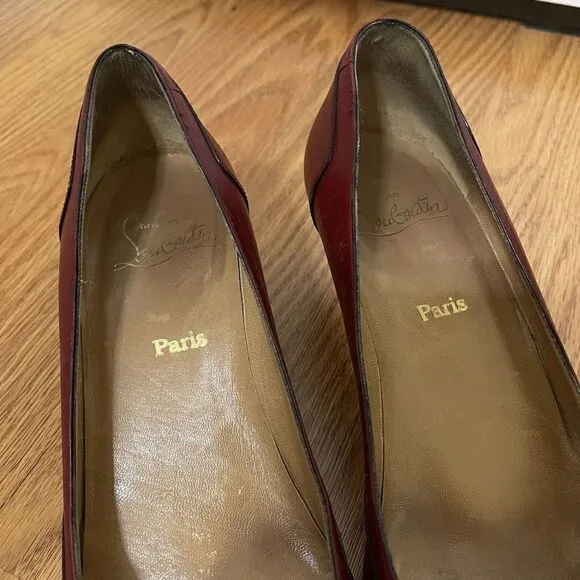 Vintage Christian Louboutin Red leather pointed kitten heels size EU 37