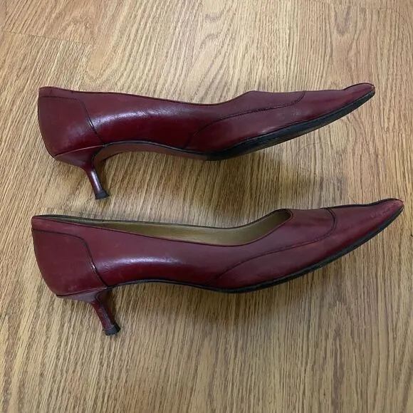 Vintage Christian Louboutin Red leather pointed kitten heels size EU 37