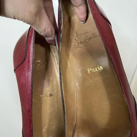 Vintage Christian Louboutin Red leather pointed kitten heels size EU 37