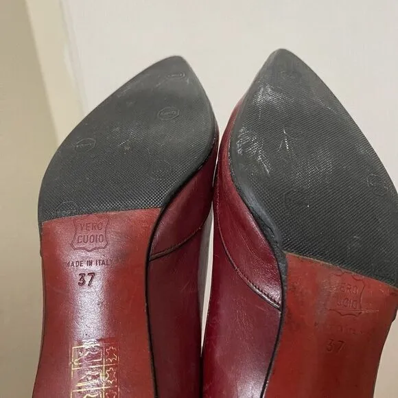 Vintage Christian Louboutin Red leather pointed kitten heels size EU 37