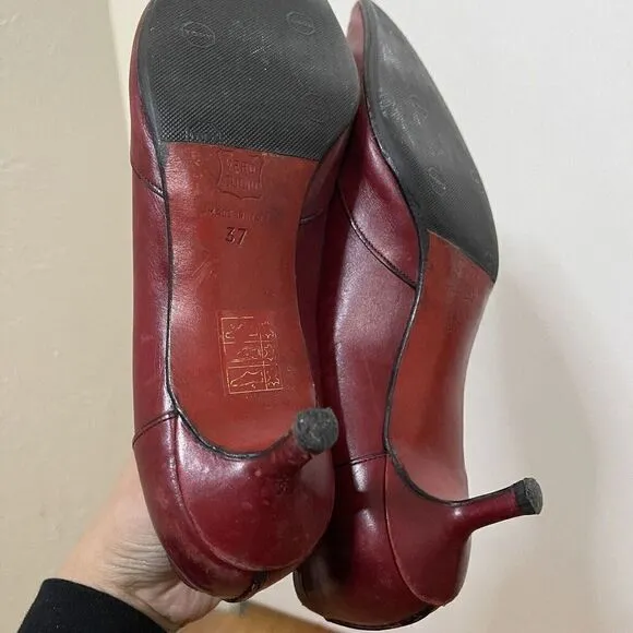 Vintage Christian Louboutin Red leather pointed kitten heels size EU 37