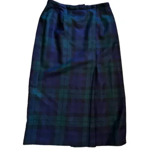 Vintage Daniel P Rebecca Plaid Wool Midi Skirt Size 10 Tartan Academia