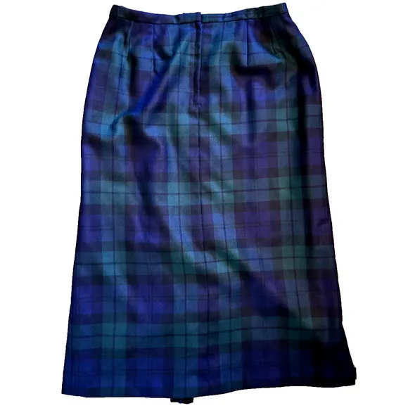 Vintage Daniel P Rebecca Plaid Wool Midi Skirt Size 10 Tartan Academia
