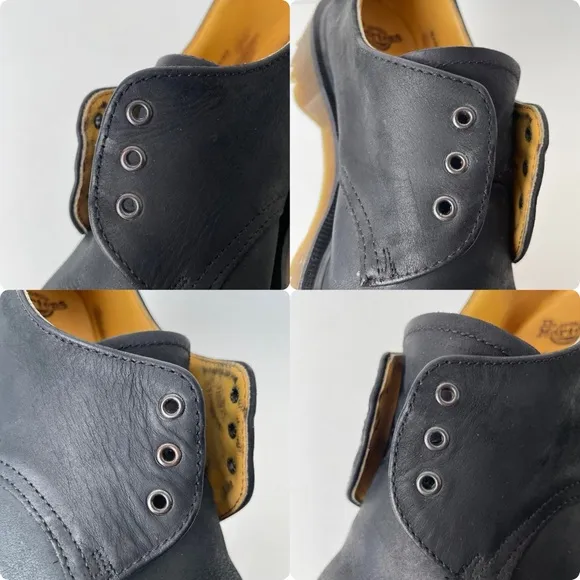 Vintage Dr. Martens Matte Black Steel Toe Chunky Bex MIE Oxfords UK 5