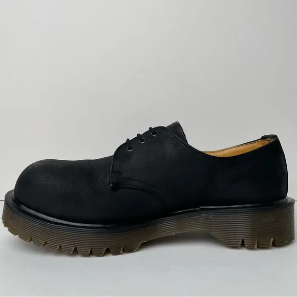 Vintage Dr. Martens Matte Black Steel Toe Chunky Bex MIE Oxfords UK 5