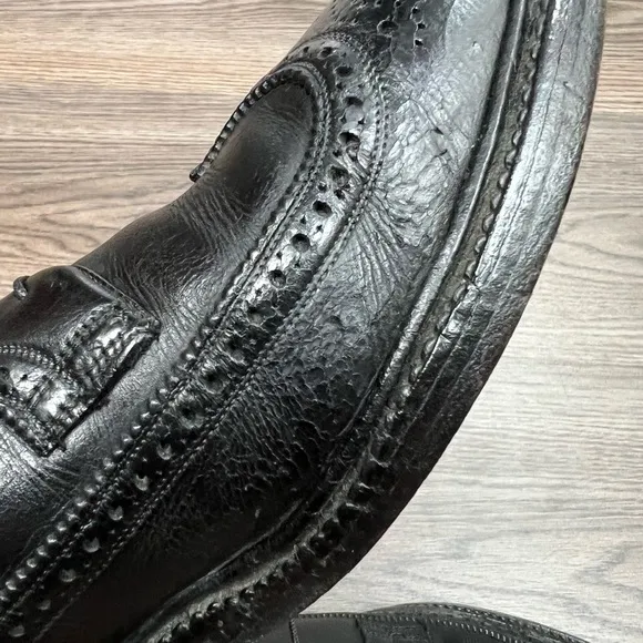 Vintage Florsheim Imperial 92604 Black Wingtip Longwing Oxfords 9.5 D