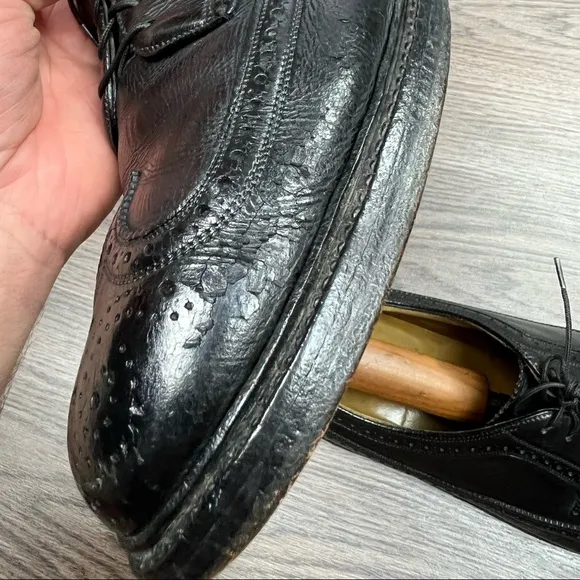 Vintage Florsheim Imperial 92604 Black Wingtip Longwing Oxfords 9.5 D