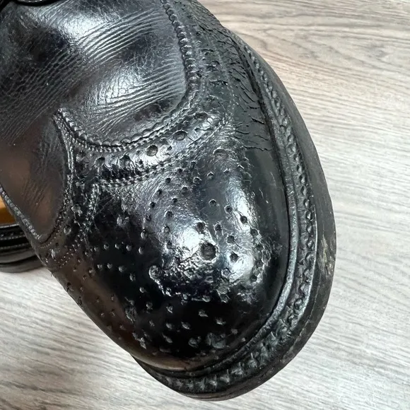 Vintage Florsheim Imperial 92604 Black Wingtip Longwing Oxfords 9.5 D