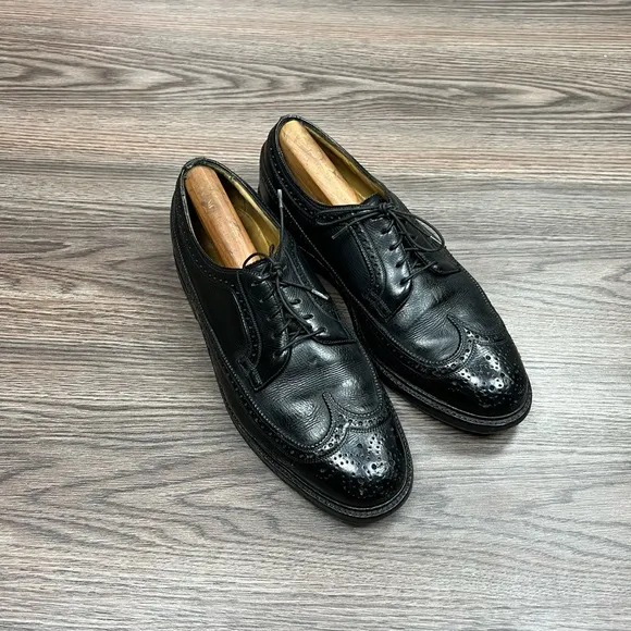 Vintage Florsheim Imperial 92604 Black Wingtip Longwing Oxfords 9.5 D